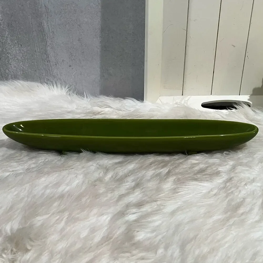 NEW Pier One Ceramic Footed Floating Candle Boat Candleholder Green 18” NWOT